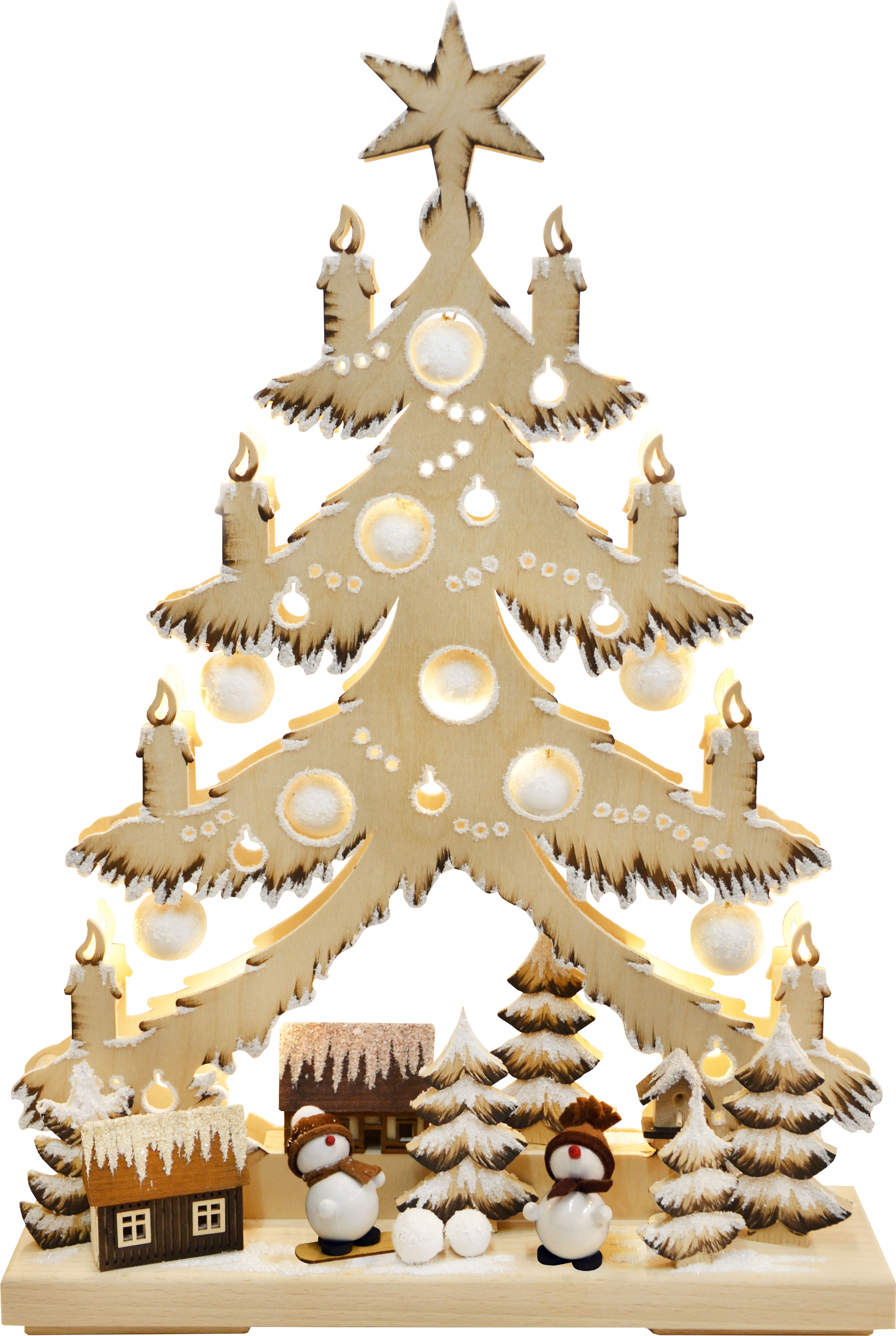 Tanne klein, Zapfen, Schneemänner, braun schattiert, Raureif