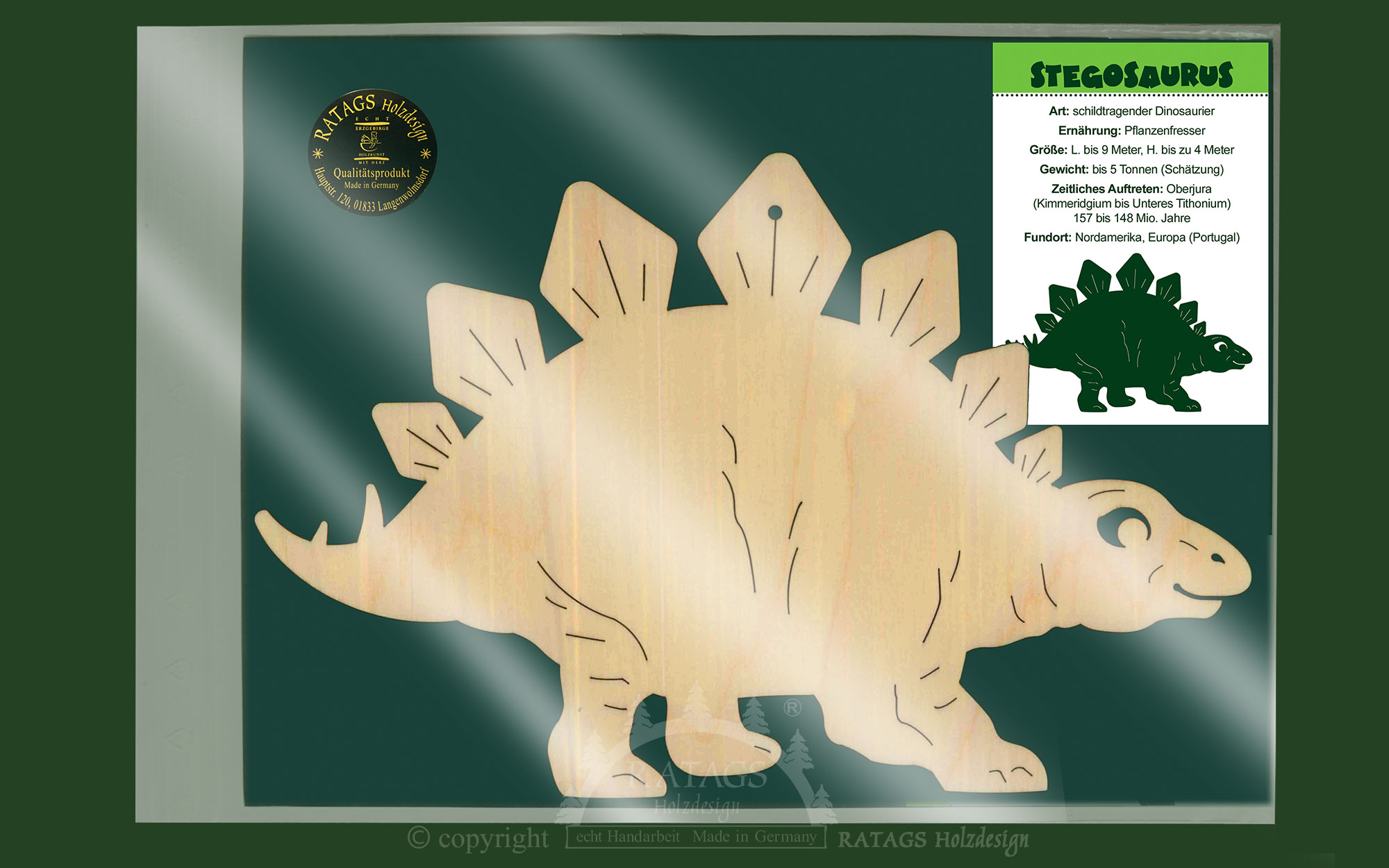 Fensterbild, Saurier, Stegosaurus Fensterbild, Saurier, Stegosaurus