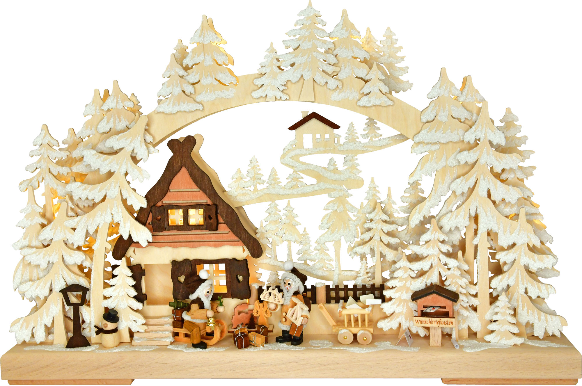 3D-Schwibbogen kl., Weihnachtswünsche, Raureif, Voll-USB