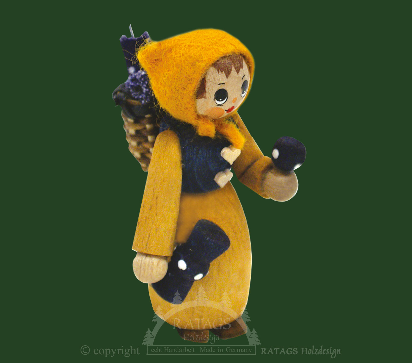 Figur, Bürgelhändlerin, blau, natur