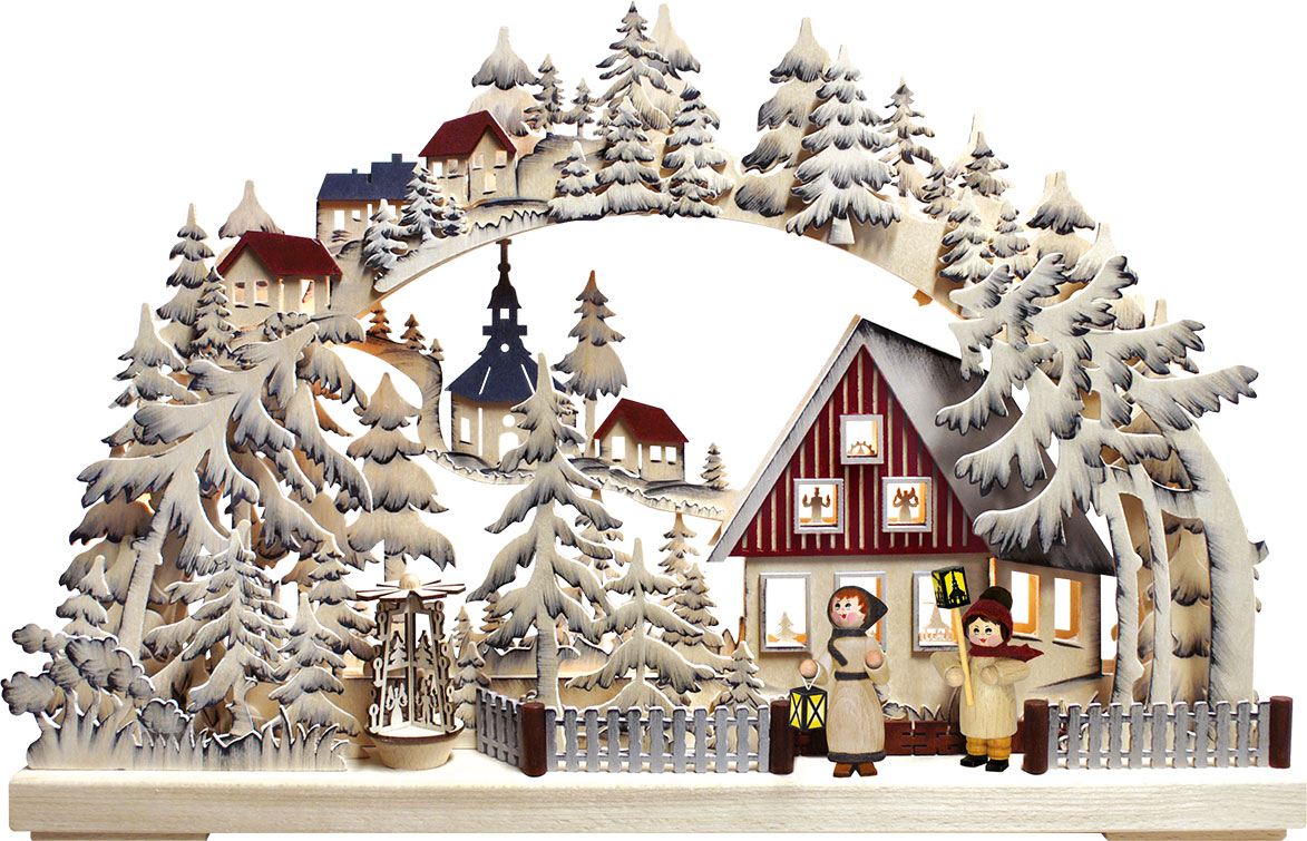 3D-Schwibbogen kl., Laternenschein, grau schattiert 3D-Schwibbogen kl., Laternenschein, grau schattiert