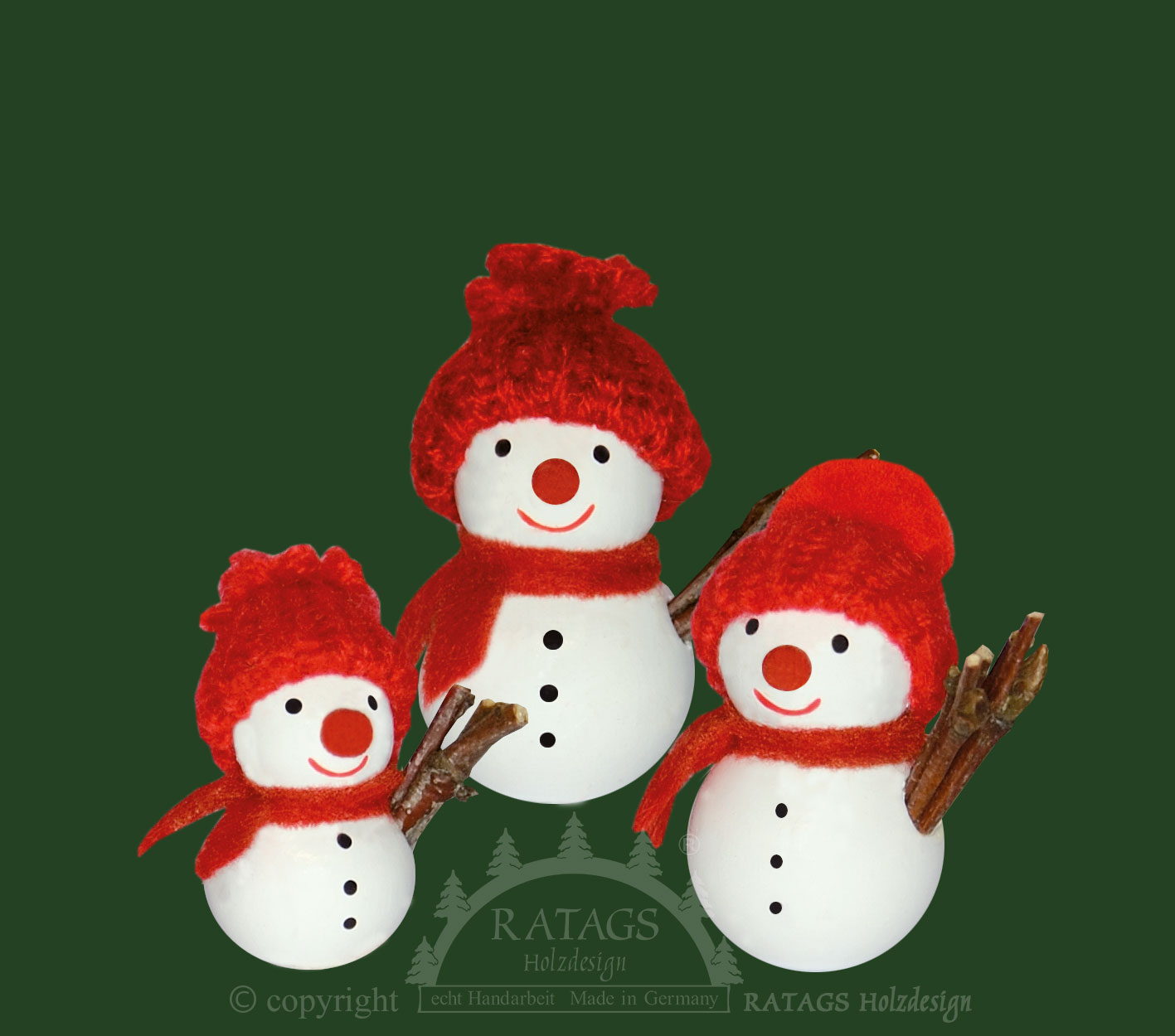 3er Set Schneemänner mit rote Strickmütz 3er Set Schneemänner mit rote Strickmütz