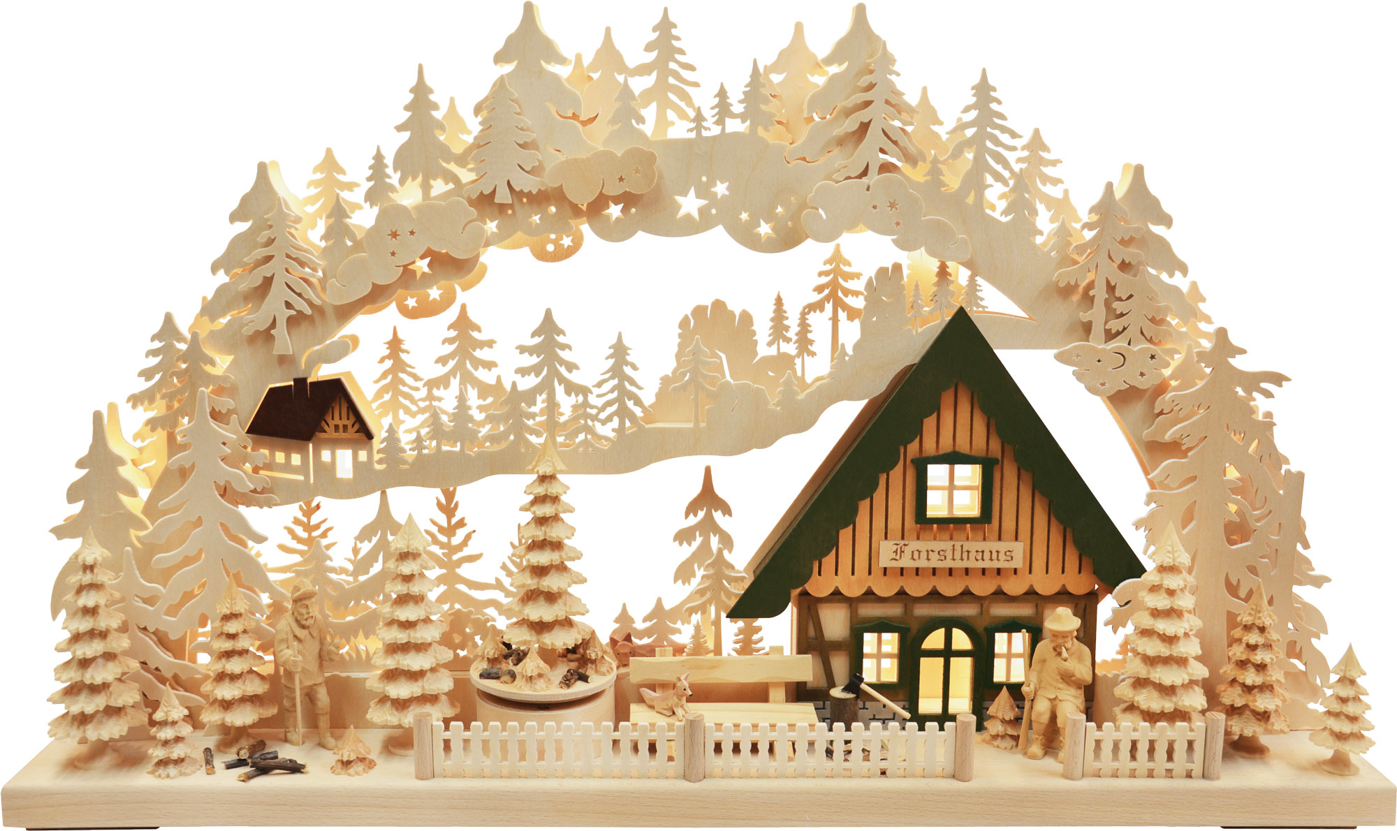 3D-Schwibbogen groß, Försterei, drehende Pyramide "Motiv Baum" 3D-Schwibbogen groß, Försterei, drehende Pyramide "Motiv Baum"