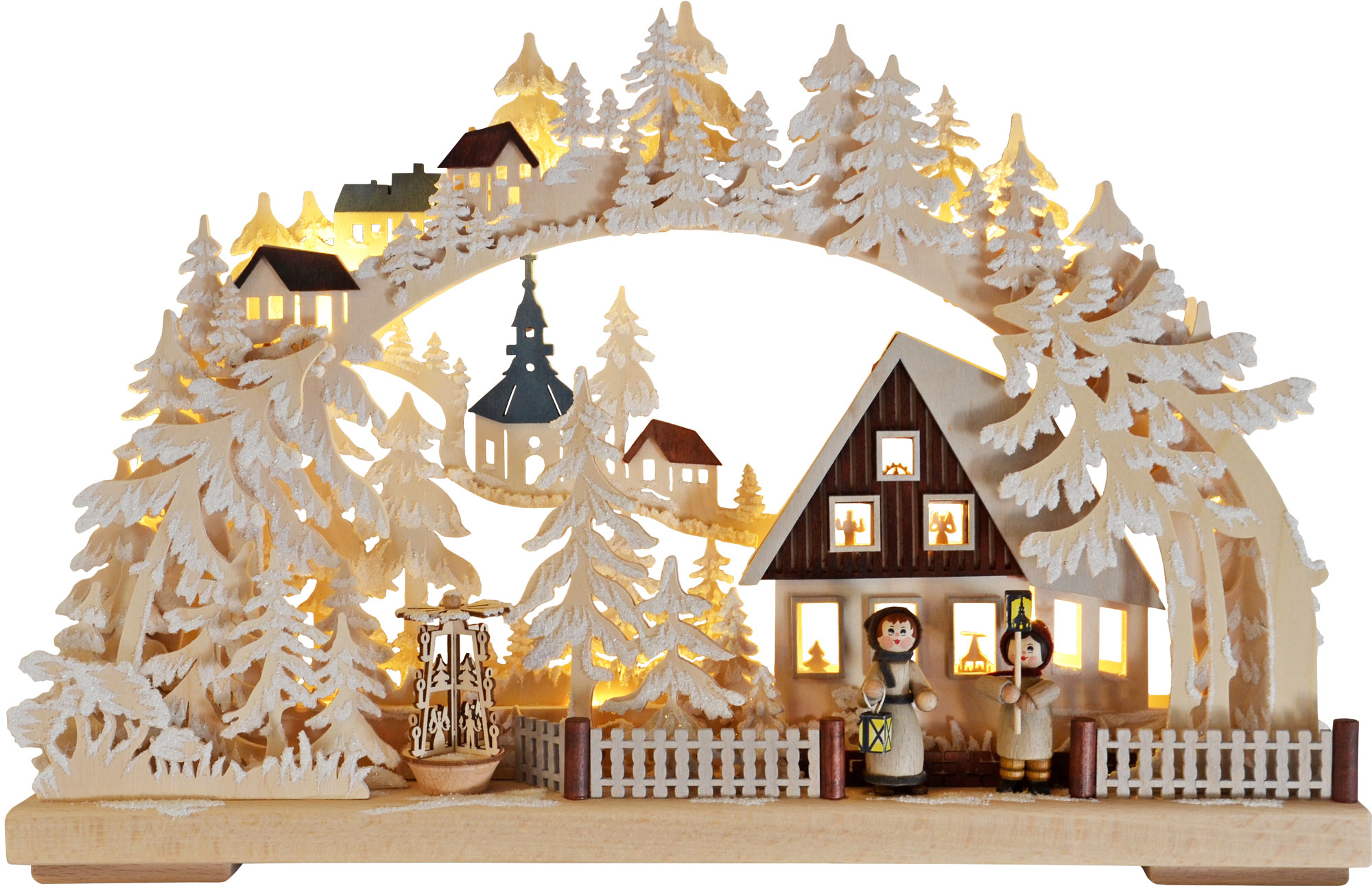 3D-Schwibbogen kl., Laternenschein, Raureif