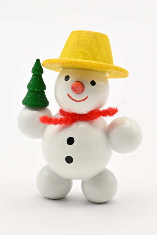 Schneemann mit Baum, gelber Hut, 5 cm Schneemann mit Baum, gelber Hut, 5 cm