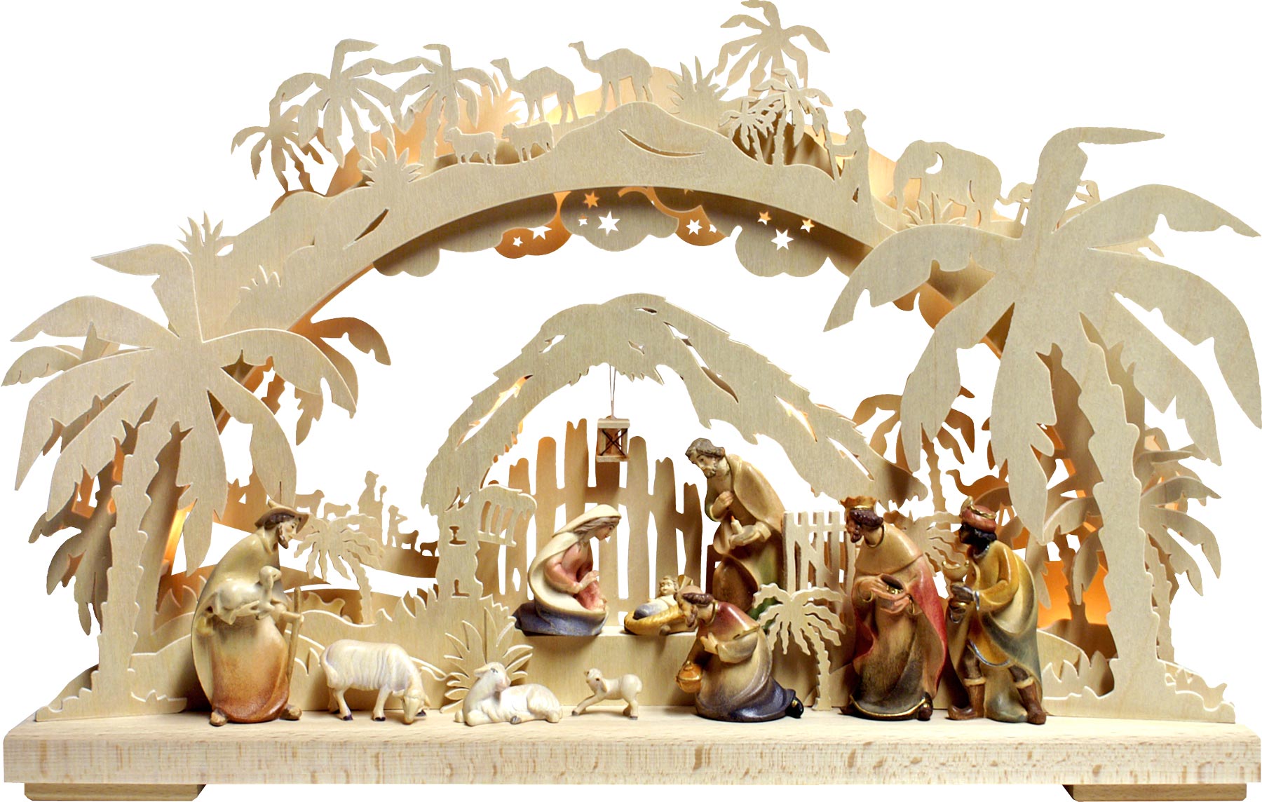 3D-Schwibbogen kl., Morgenland, Tiroler Figuren,  farbig, 3D-Schwibbogen kl., Morgenland, Tiroler Figuren,  farbig,