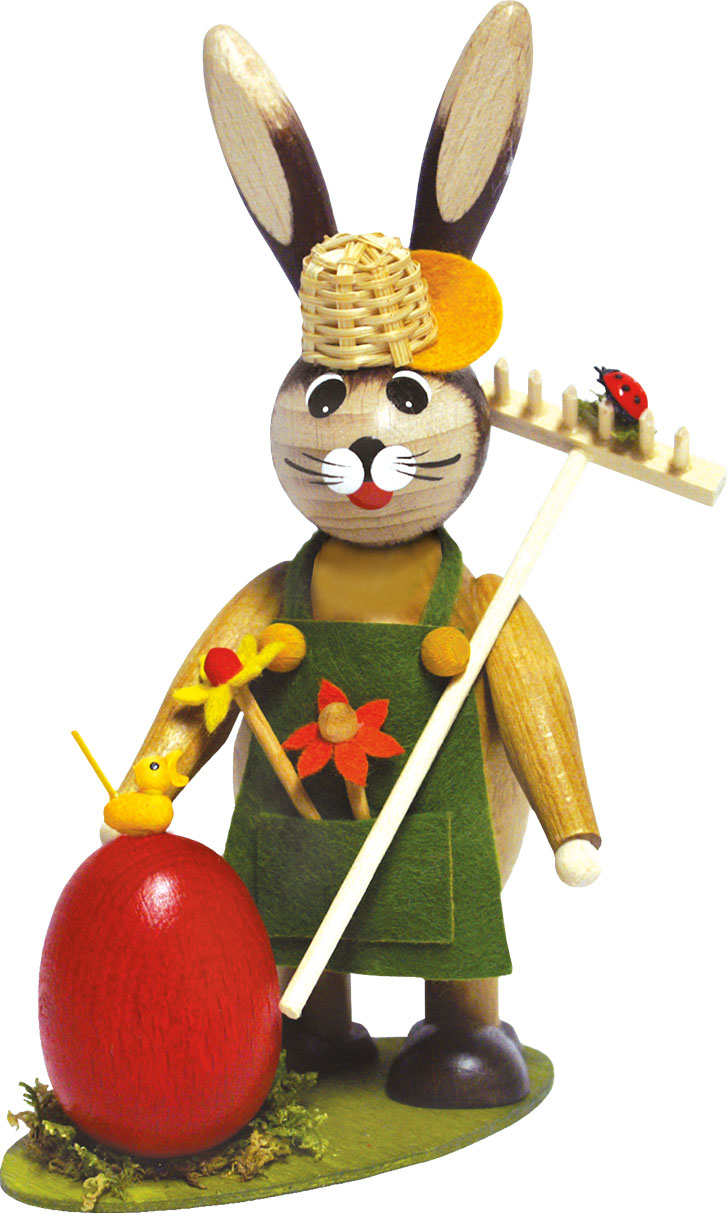 Knuffi Hase Gärtner mit Heurechen Knuffi Hase Gärtner mit Heurechen