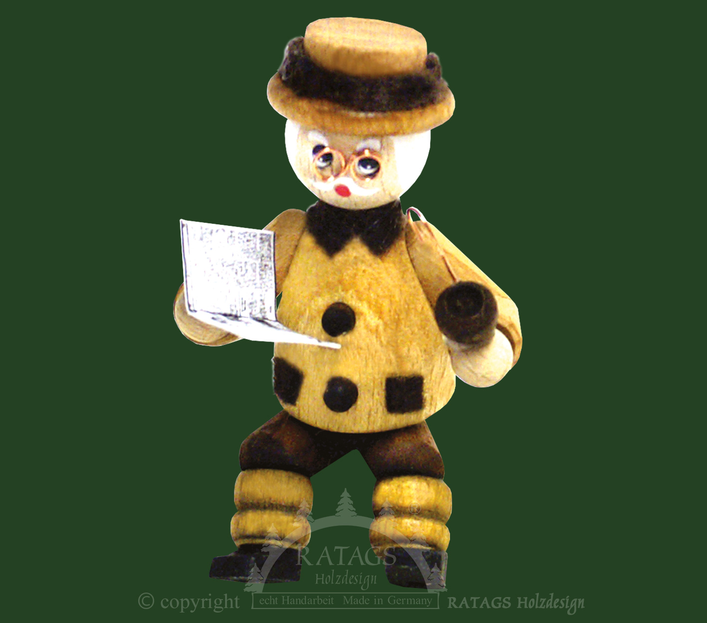 Figur, Opa mit Zeitung, sitzend, natur Figur, Opa mit Zeitung, sitzend, natur