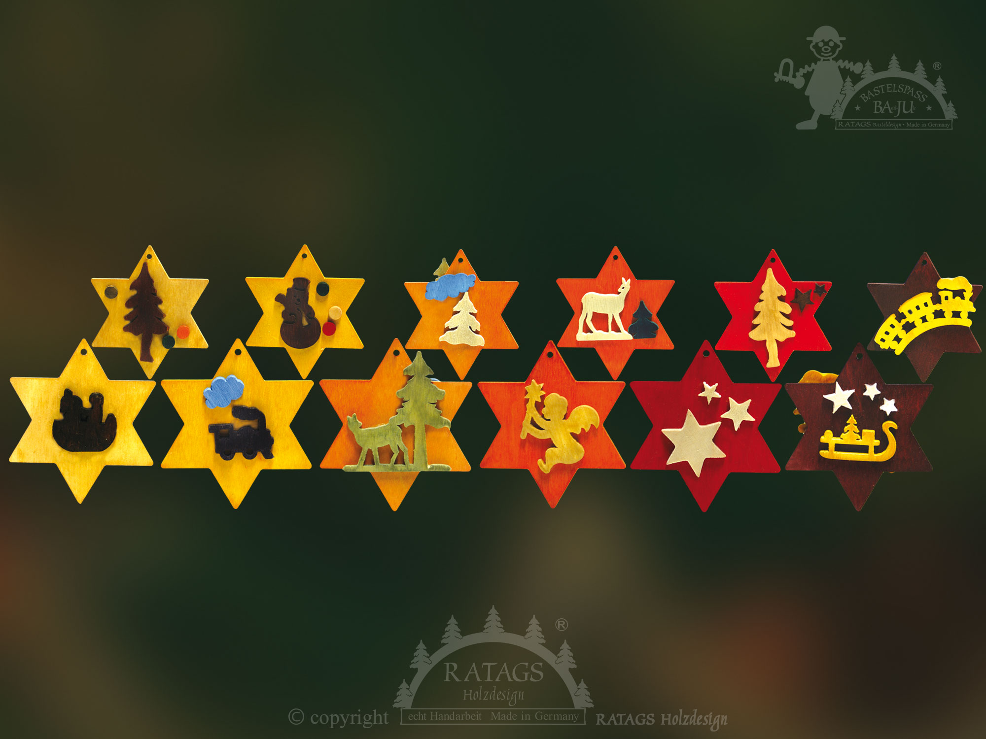 Baumbehang zum Basteln, 6er Set, Sterne, zum Gestalten Baumbehang zum Basteln, 6er Set, Sterne, zum Gestalten