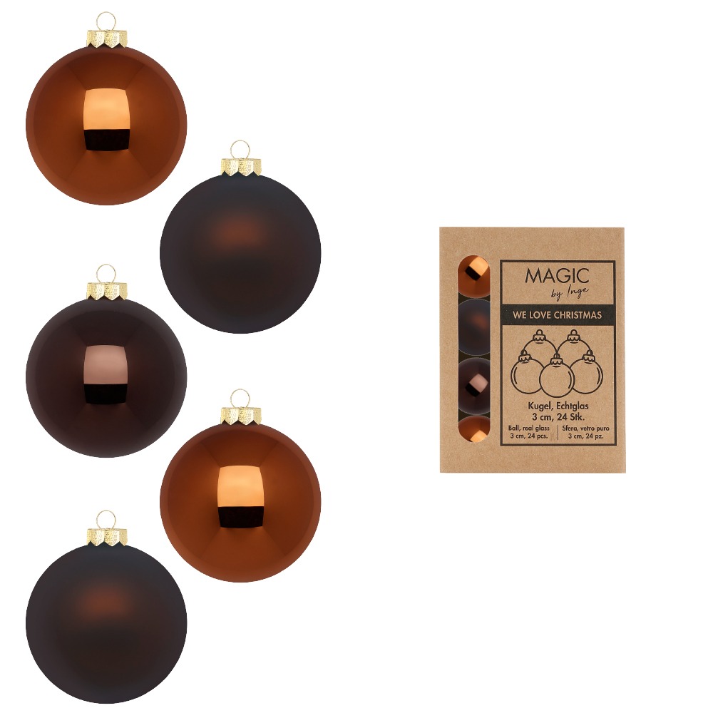 Kugel Glas, 3 cm, Cognac Diamond, 24 St. Kugel Glas, 3 cm, Cognac Diamond, 24 St.