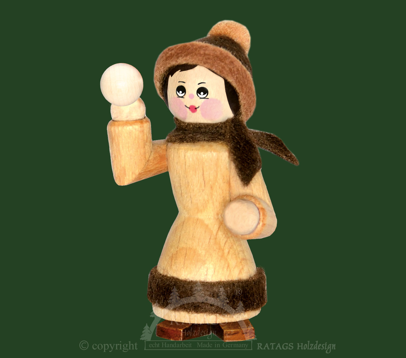 Figur, Schneeballwerferin, natur Figur, Schneeballwerferin, natur