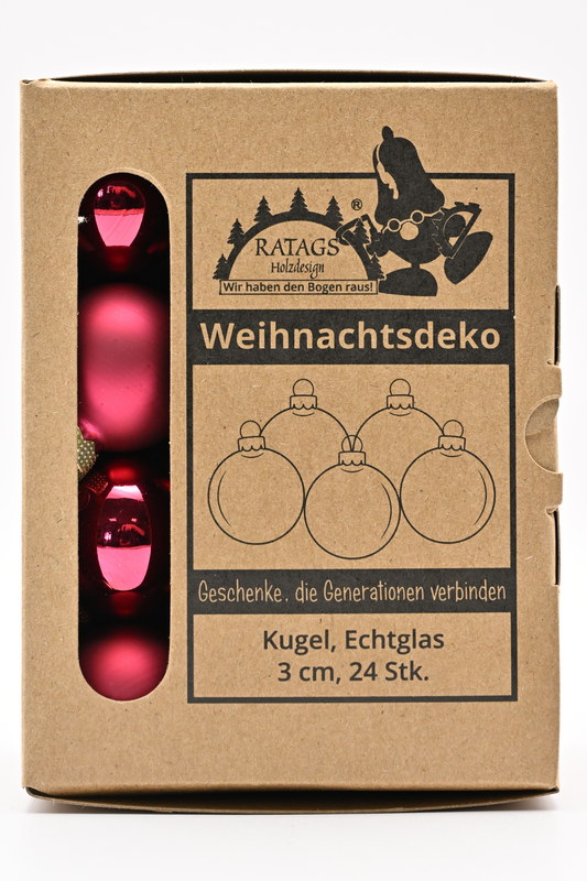 Kugel Glas, 3 cm, Ochsenblut, 24 Stück Kugel Glas, 3 cm, Ochsenblut, 24 Stück