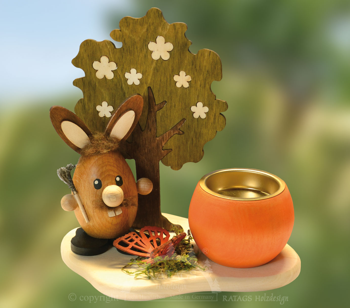 Teelichthalter, Hase am Baum, Schmetterl Teelichthalter, Hase am Baum, Schmetterl