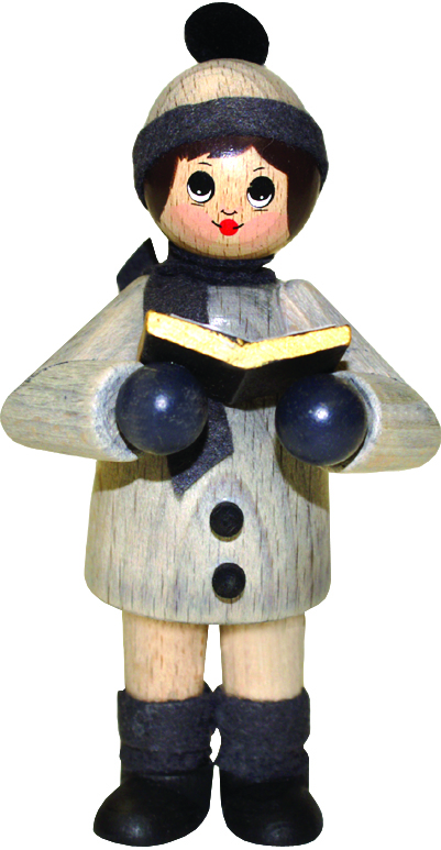 Figur groß, Kurrendesänger, grau mit Buch Figur groß, Kurrendesänger, grau mit Buch