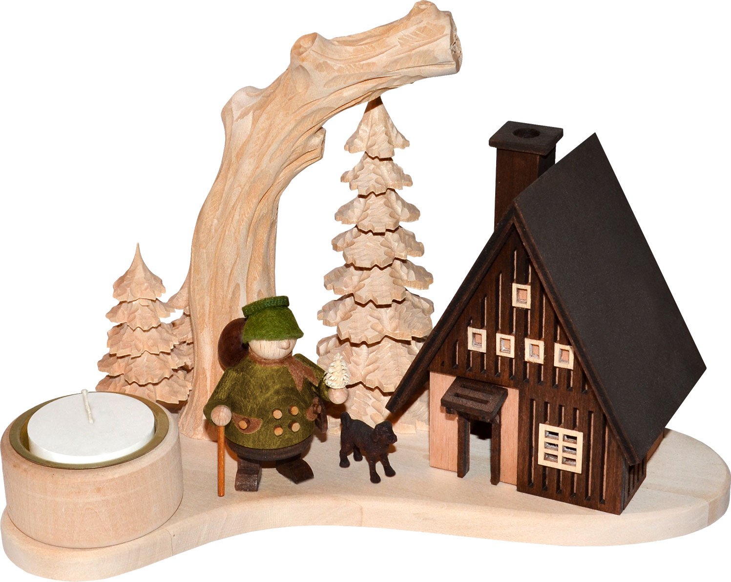 Lichterteller, Räucherhaus, Förster mit Hund Lichterteller, Räucherhaus, Förster mit Hund