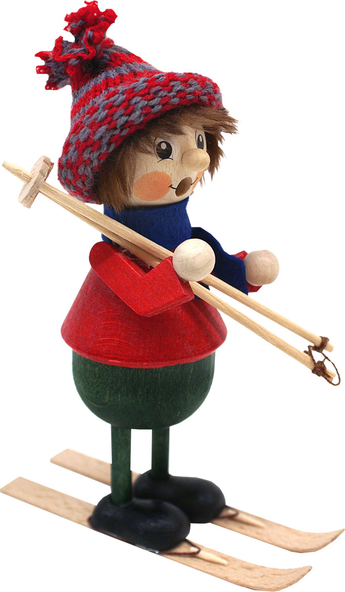 Lustiger Geselle, Skifahrer, rot, Räuchermännchen Lustiger Geselle, Skifahrer, rot, Räuchermännchen