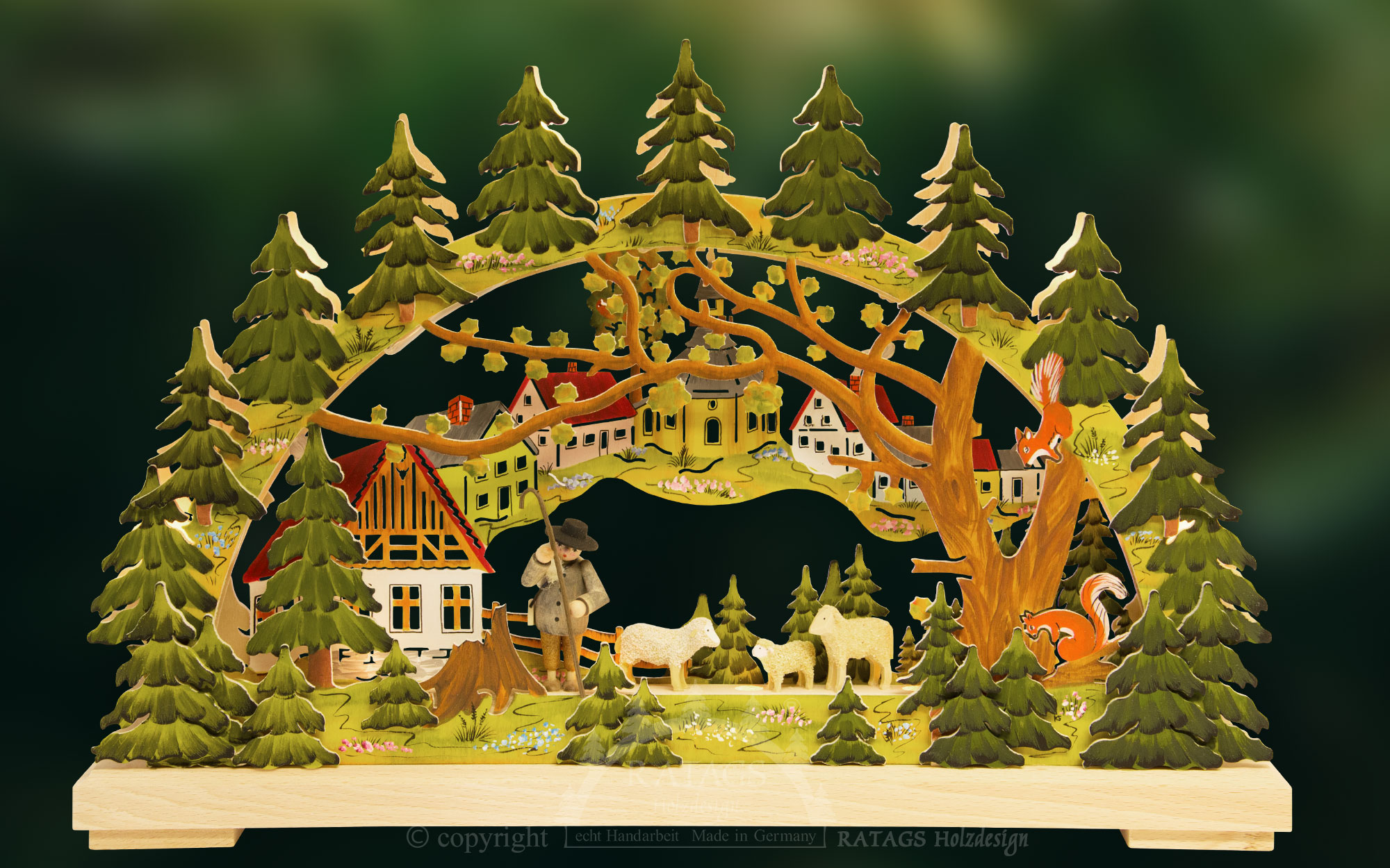 Schwibbogen kl., Schäferei, handbemalt sommerlich Schwibbogen kl., Schäferei, handbemalt sommerlich