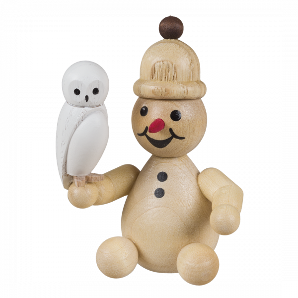 Schneemann Junior mit Schneeeule 7 cm
