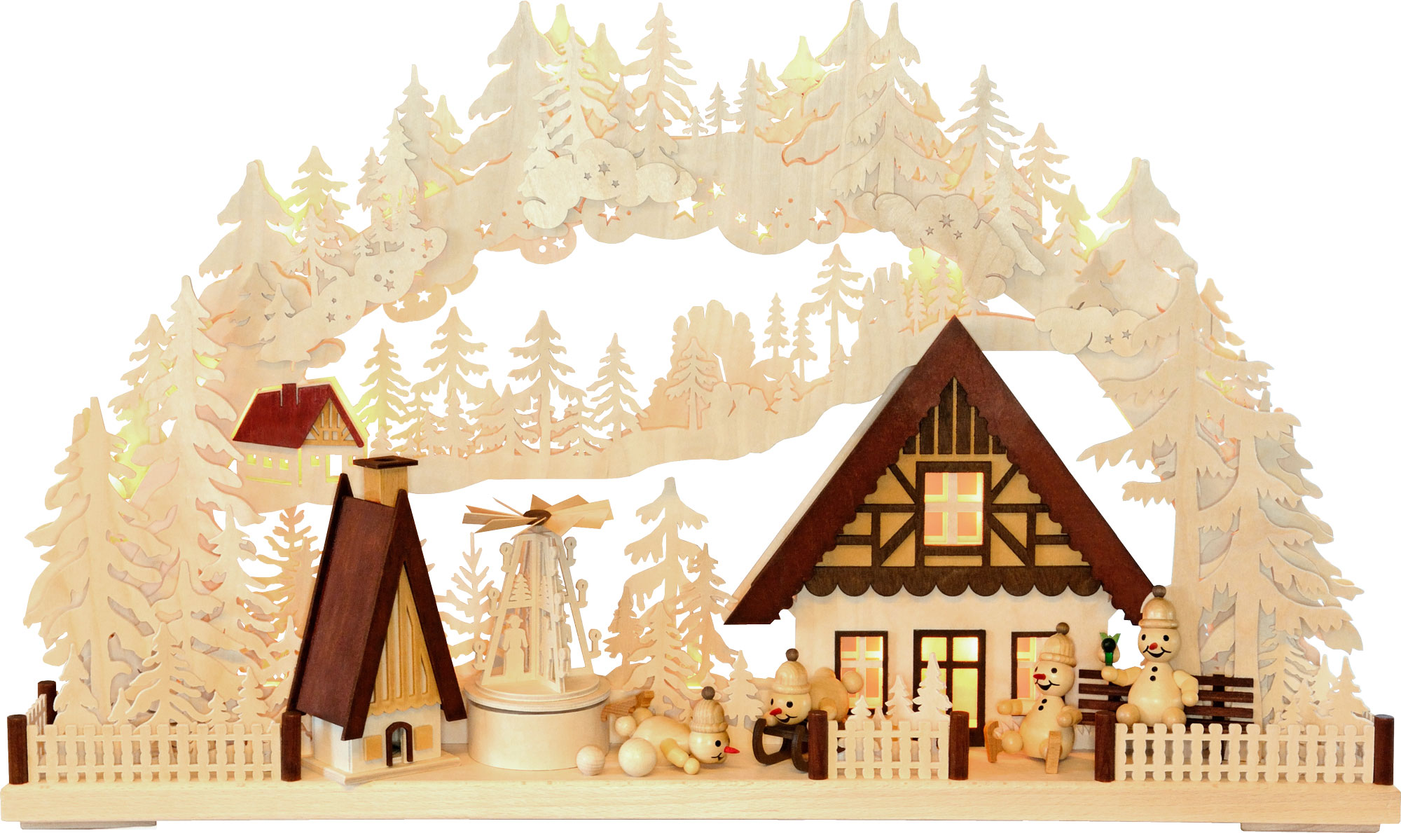 3D-Schwibbogen gr., Schneemannland, mit Pyramide 3D-Schwibbogen gr., Schneemannland, mit Pyramide