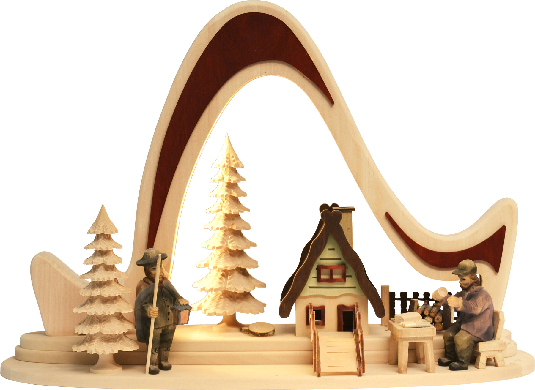 Massivholzbogen, unbestückt rot mit LED-Beleuchtung Massivholzbogen, unbestückt rot mit LED-Beleuchtung