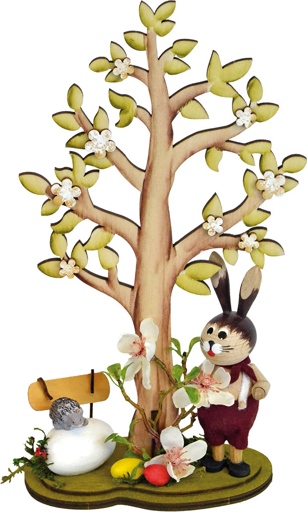 Osterbaum, Hase mit Igel handbemalt Osterbaum, Hase mit Igel handbemalt