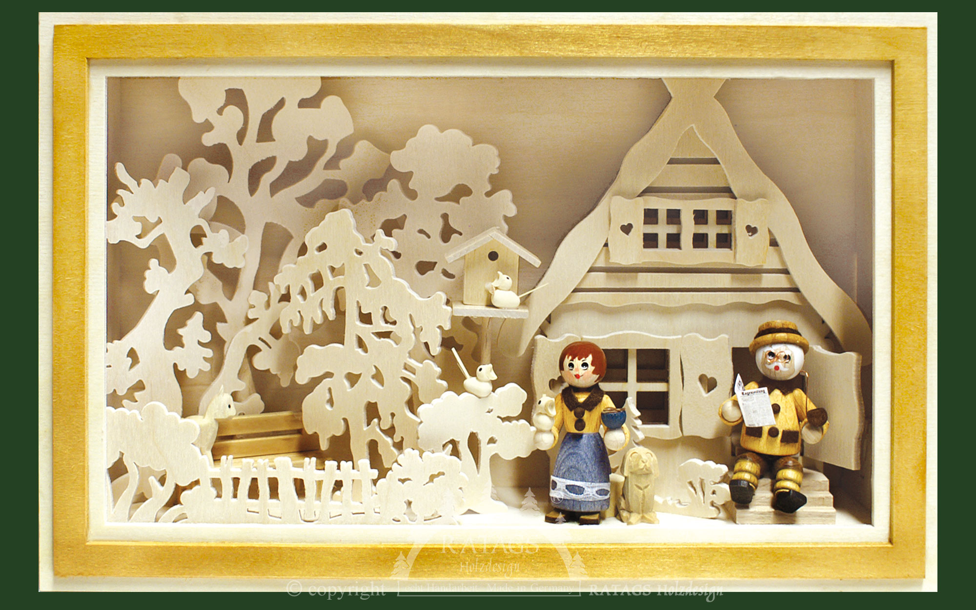 3D-Wandbild, Oma und Opa vor dem Haus