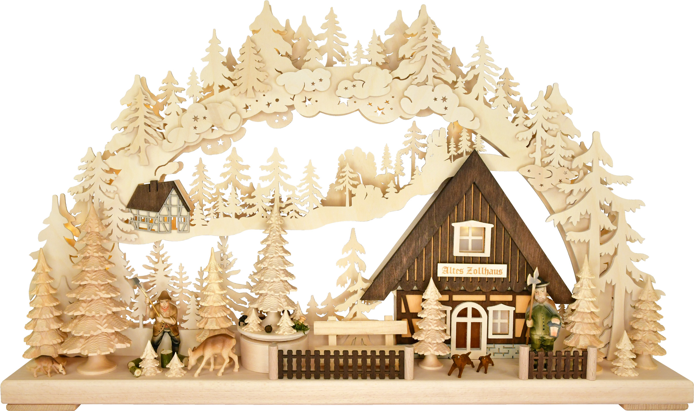 3D-Schwibbogen groß, Altes Zollhaus drehende Pyramide "Motiv Baum" 3D-Schwibbogen groß, Altes Zollhaus drehende Pyramide "Motiv Baum"