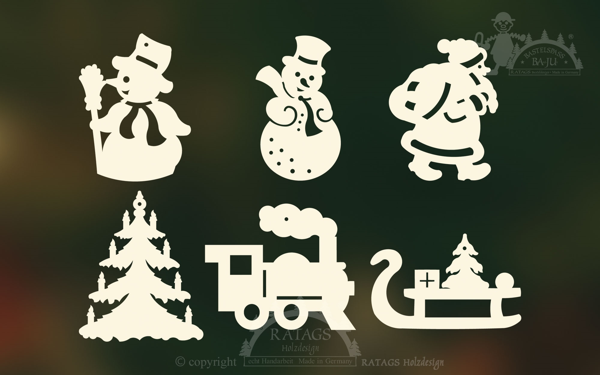Baumbehang, 6er Set, Weihnachtsmotive Baumbehang, 6er Set, Weihnachtsmotive